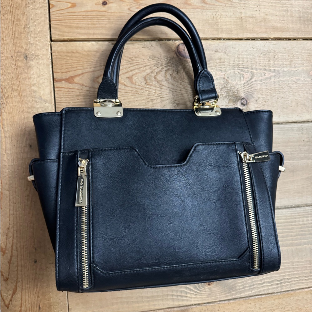 Big Buddha Black Handbag with Gold Accents - Picture 2 of 4